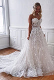 Ball Gown Strapless Sweetheart Lace Appliques Tulle Wedding Dresses, Bridal Dresses W1270