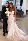 A Line Sweetheart Lace Tulle Wedding Dresses with Appliques, Wedding Gowns W1215