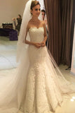Romantic Lace Appliques Mermaid Sweetheart With Beading Wedding Dresses W1257