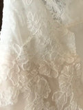 Elegant A Line Lace Appliques Deep V-Neck Backless Halter Tulle Beach Wedding Dresses PH858