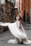 Rustic A Line Tulle Sweetheart Strapless Wedding Dresses, Sleeveless Beach Bridal Dresses W1223