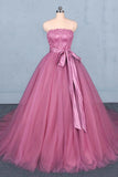 Princess Ball Gown Strapless Wedding Dresses with Lace, Quinceanera Dresses W1136