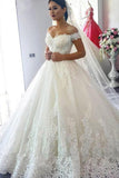Ball Gown Off the Shoulder Sweetheart Wedding Dresses with Lace up, Wedding Gowns W1240