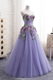 Elegant Strapless Sweetheart 3D Flowers Tahiti Prom Dresses Tulle Long Party Dresses P1366