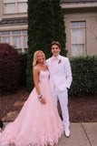 Ball Gown Pink Tulle Spaghetti Straps Prom Dresses, Long Cheap Formal Dresses P1224