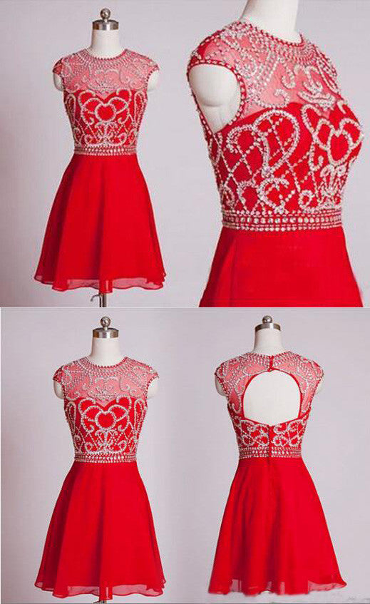 Red Short Sparkle Homecoming Dress Prom Dress