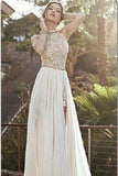 2017 Sexy Lace Backless Long Chiffon High Neckline Halter Side Slit Prom Dress uk Wedding Dress