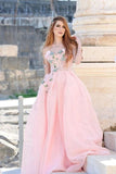 Princess Ball Gown Sweetheart Pink One Shoulder Prom Dresses, Quinceanera Dresses P1334