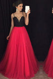 Attractive Black and Red Sweetheart Neck Long Prom Gown with Beading PM423