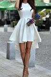A Line High-Low Sleeveless Satin Homecoming Dress