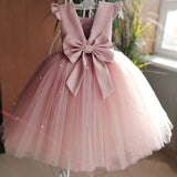 Lovely Pretty Pink Round Neck Tulle Flower Girl Dress Cheap Wedding Little Girl FG1020