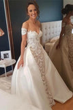 Charming Mermaid Ivory Off the Shoulder Lace Wedding Dresses, Bridal Dresses W1266