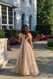 Sparkly A Line Off the Shoulder Prom Dress with V Back Long Dance Dress P1419