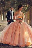 Blush Pink Tulle Sweetheart Rhinestones Quinceanera Dress Bridal Gowns