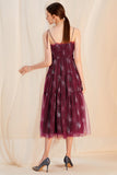 A Line Spaghetti Straps Tulle Burgundy Short Prom Dress Long Dance Dress P1565