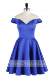 A Line Off the Shoulder Royal Blue Cute Short Prom Dresses,Homecoming Dresses uk PH837